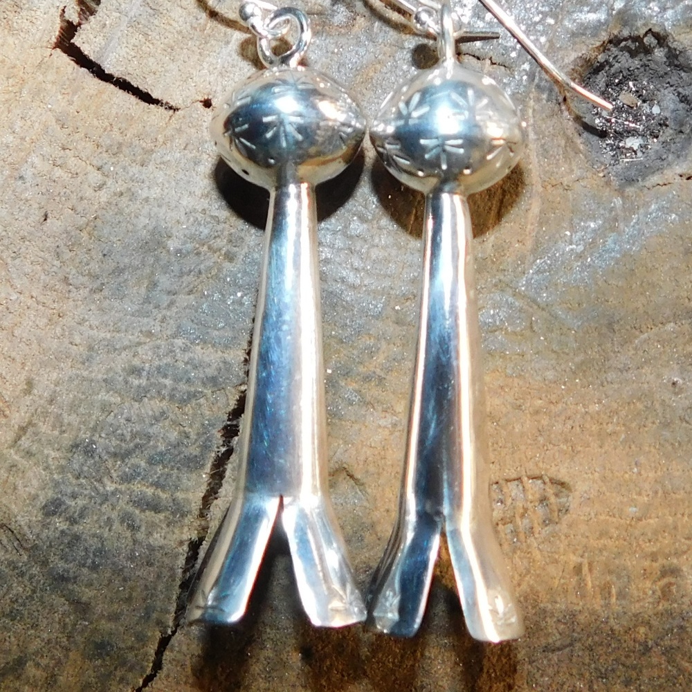 Fine 999 Sterling Silver Squash blossom Earrings